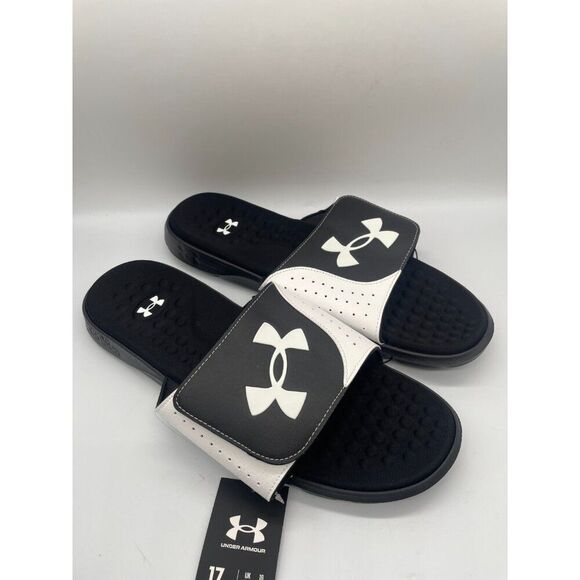 Under Armour Ignite Pro 3026023-003 Mens US 17 Slide Sandals Black White Slip On - Picture 2 of 6